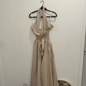 Nude halter jumpsuit - floor length